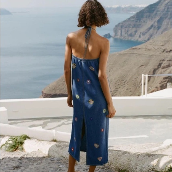 NWT Embroidered MIDI Denim Dress - 3798/002 - Picture 5 of 16